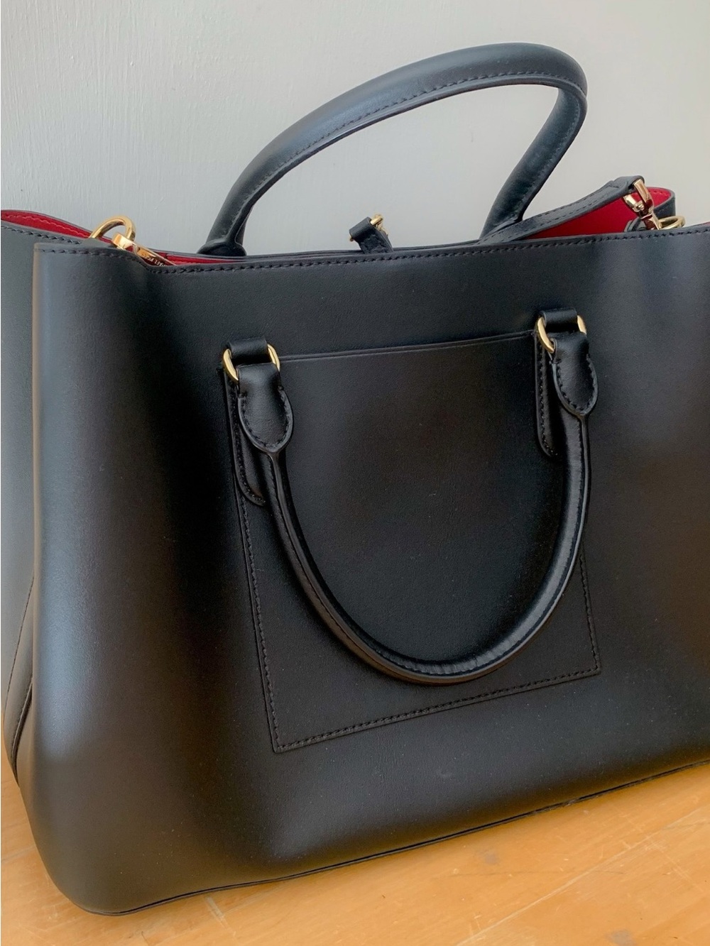 Ralph Lauren Black and Red Leather Satchel - Picture 3 of 8